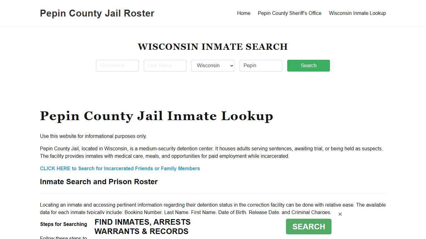 Pepin County Jail Roster Lookup, WI, Inmate Search